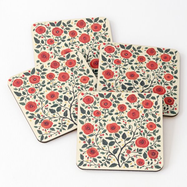 Item preview, Red Rose and Green Leaf Floral Pattern Design. designed and sold by HEMRO.