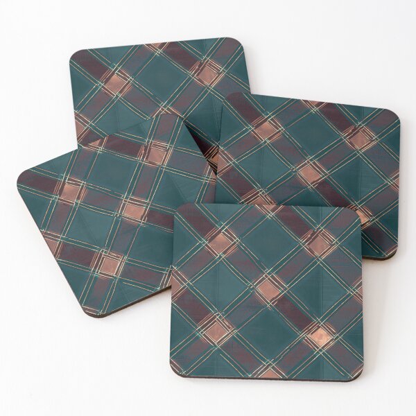 Item preview, Contemporary Teal and Burgundy Plaid with Copper Accents designed and sold by Moisky Patterns.