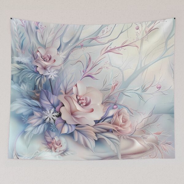Item preview, Winter landscape.Floral pattern.Winter flowers on snow.Pastel colors. designed and sold by MagelliShop.