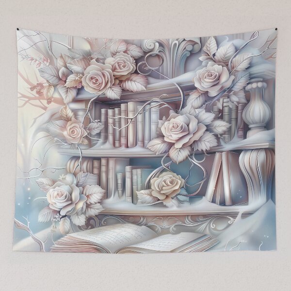 Item preview, Winter landscape.Floral pattern.Winter flowers and a book on the snow.Pastel colors. designed and sold by MagelliShop.