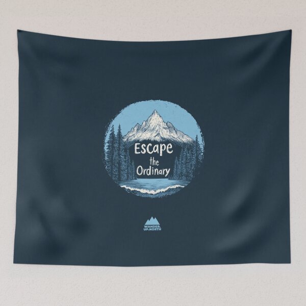 Item preview, Escape the Ordinary Monoline Mountain Pines Art | Outdoor Adventure Series designed and sold by WanderUpNorth.
