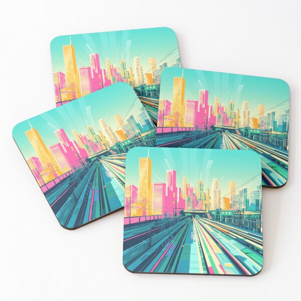 Item preview, City skyline and train tracks designed and sold by anytka.