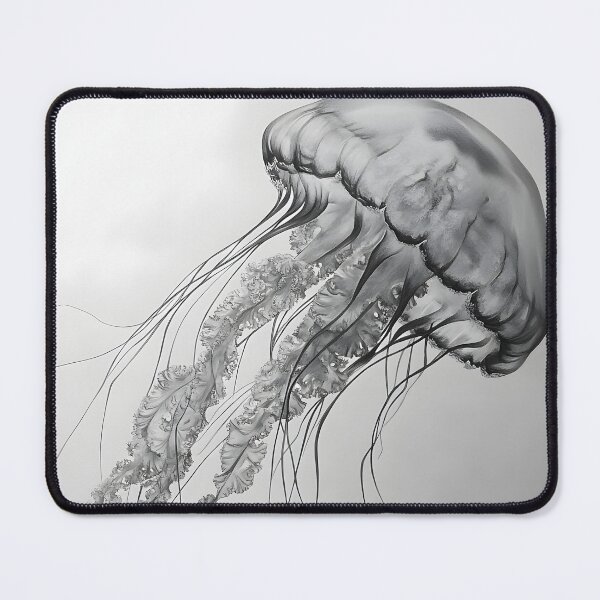 Item preview, Black and white jellyfish drawing designed and sold by Pencil-Art.