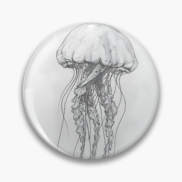 Item preview, Black and white jellyfish drawing designed and sold by Pencil-Art.