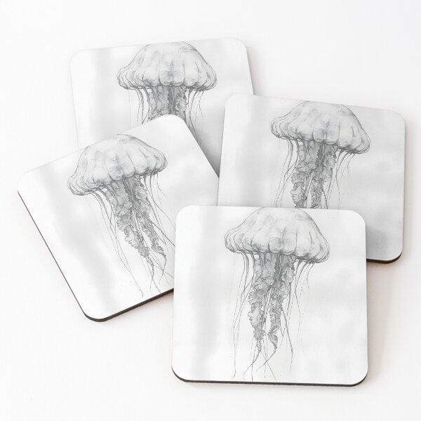 Item preview, Black and white jellyfish drawing designed and sold by Pencil-Art.