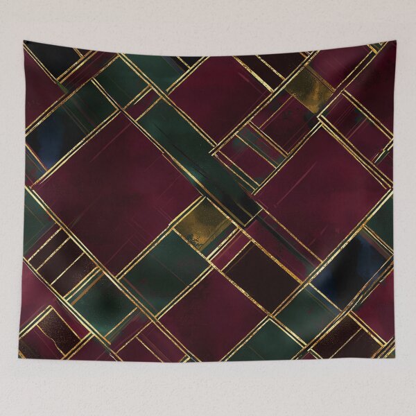 Item preview, Modern Burgundy, Gold, and Green Geometric Plaid Pattern designed and sold by Moisky Patterns.