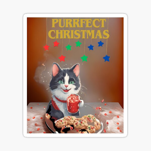 Vista previa del artículo con la obra «Gato navideño purrfecto», diseñado y vendido por Urbancamco.