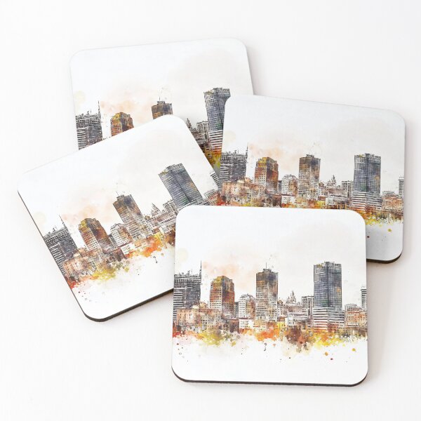Item preview, Colorful skyline watercolor designed and sold by anytka.