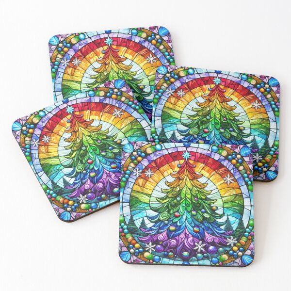 Item preview, Stained glass rainbow evergreen designed and sold by Jennifer McBride.