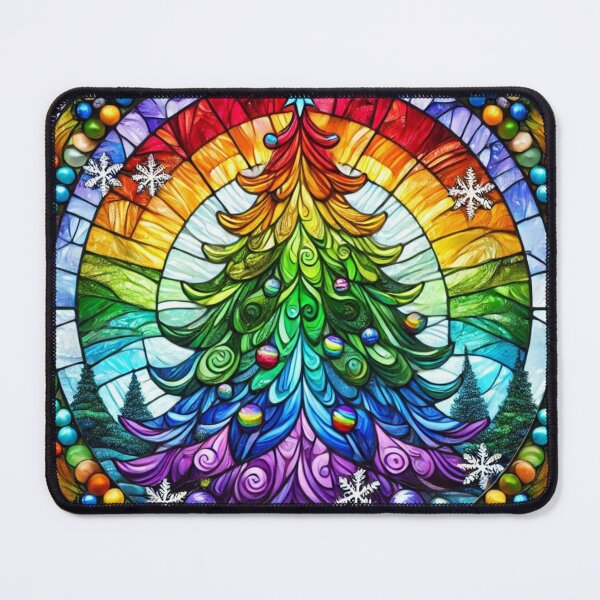 Item preview, Stained glass rainbow evergreen designed and sold by Jennifer McBride.
