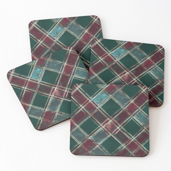 Item preview, Rustic Green and Burgundy Diagonal Plaid Pattern designed and sold by Moisky Patterns.