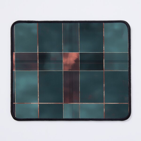 Item preview, Minimalist Teal and Copper Plaid Pattern designed and sold by Moisky Patterns.