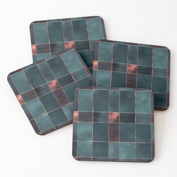 Item preview, Minimalist Teal and Copper Plaid Pattern designed and sold by Moisky Patterns.