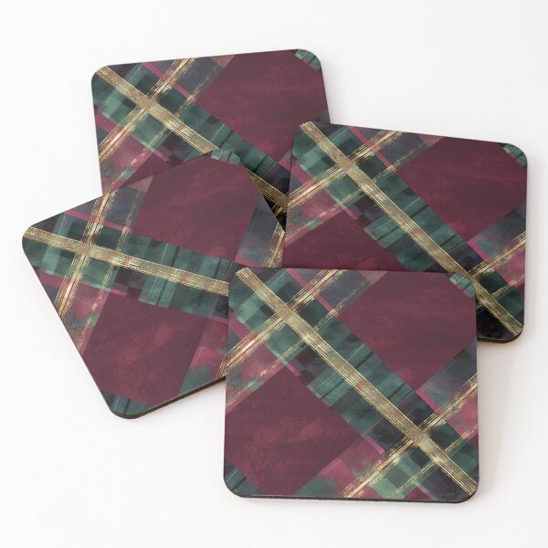 Item preview, Artistic Burgundy and Gold Diagonal Plaid Pattern designed and sold by Moisky Patterns.