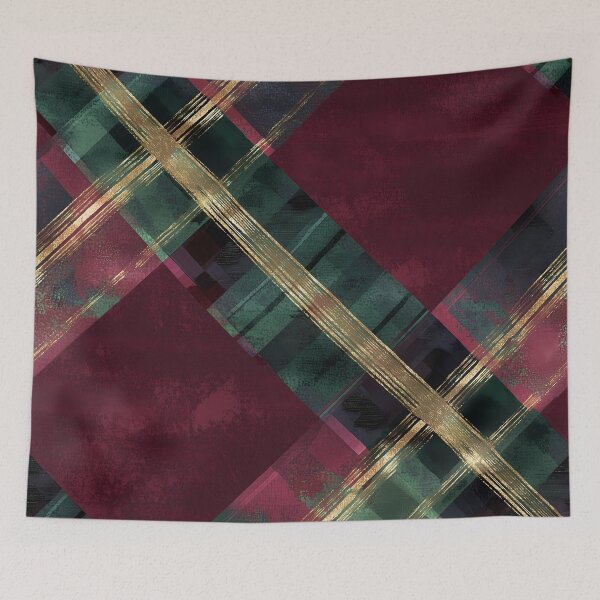 Item preview, Artistic Burgundy and Gold Diagonal Plaid Pattern designed and sold by Moisky Patterns.