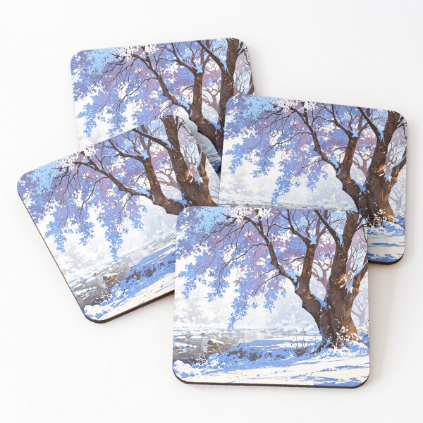 Item preview, Serene Winter River and Dreamy Pink Purple Tree designed and sold by CriaCreative.