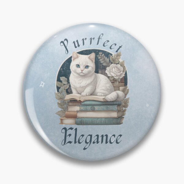 Item preview, Gatito blanco con rosas y libros mágicos designed and sold by RetroPrism.