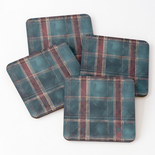 Item preview, Elegant Teal and Burgundy Plaid Pattern with Gold Accents designed and sold by Moisky Patterns.