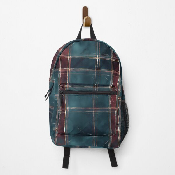 Item preview, Elegant Teal and Burgundy Plaid Pattern with Gold Accents designed and sold by Moisky Patterns.