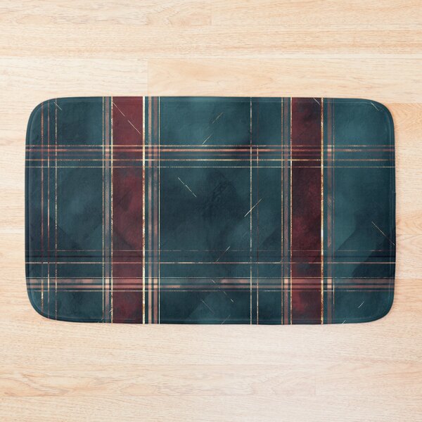 Item preview, Elegant Teal and Burgundy Plaid Pattern with Gold Accents designed and sold by Moisky Patterns.