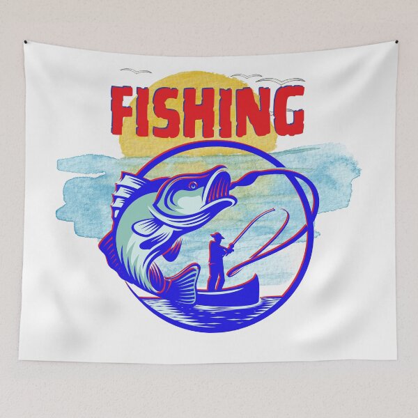 Item preview, Fishing for Fishies Red Blue Art designed and sold by Modern-Tropical.