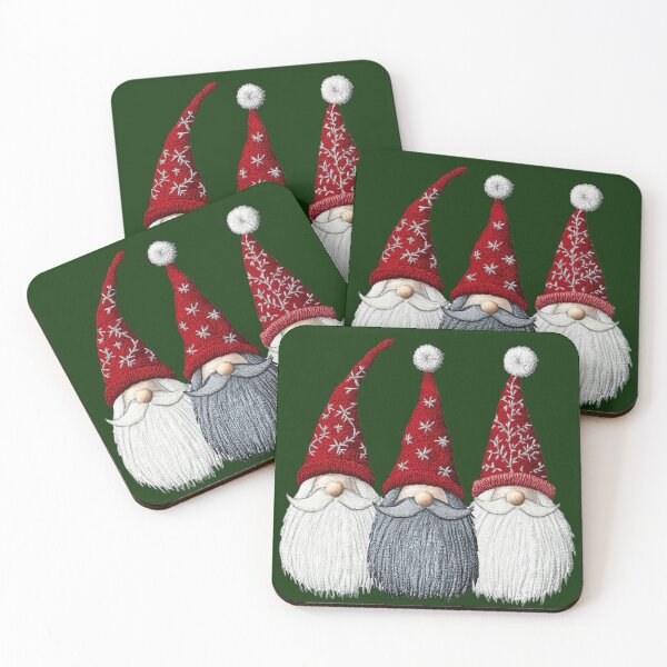 Item preview, embroidered Christmas gnomes pattern designed and sold by Sunmoonlove.