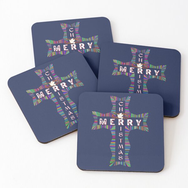 Item preview, Christian Merry Christmas Multi-colored Cross With Crown And Doves designed and sold by Lovemountain.