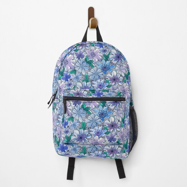 Vista previa del artículo con la obra «Patrón de flores azules sueltas y garabateadas n.° 16», diseñado y vendido por DogwoodDesign.