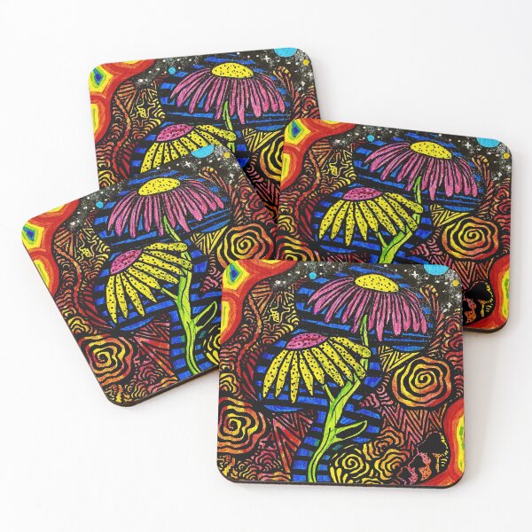 Item preview, Trippy flowers paint print designed and sold by TripLikeWeDo.