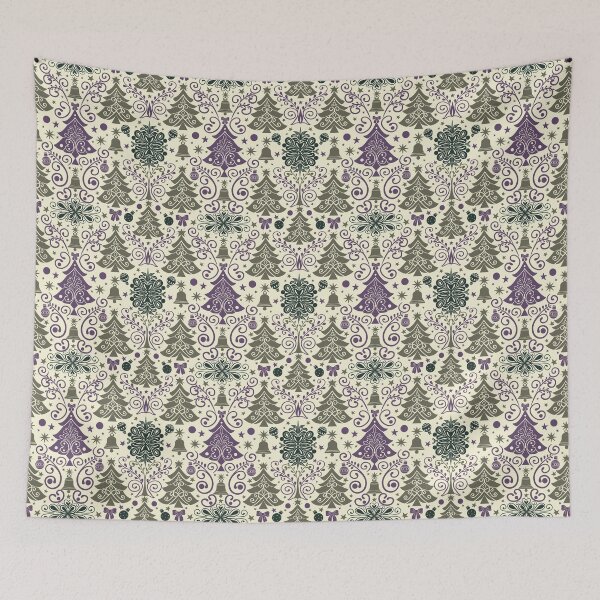 Item preview, Christmas Tree Wonderland - Cream - Dark Blue - Greyish - Purple  designed and sold by Fezzyboo.