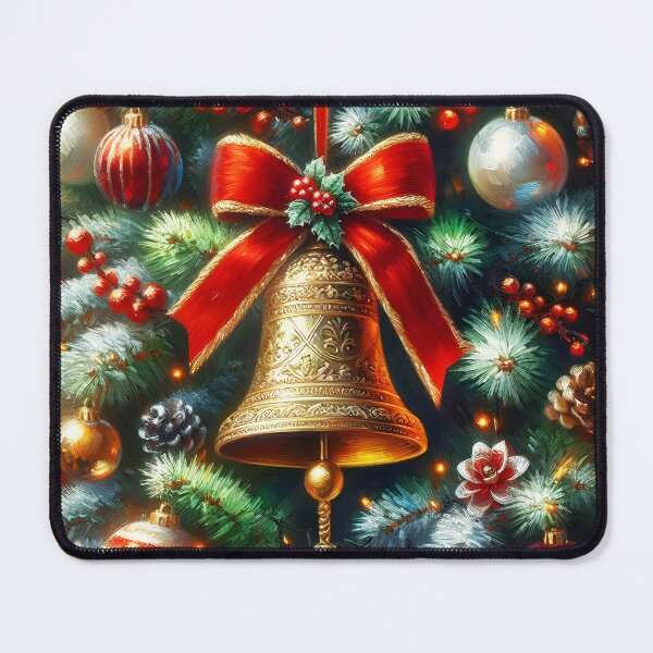 Item preview, The Christmas bell xmas tree ornament on decorated tree oil painting style designed and sold by EmeraldeaDesign.