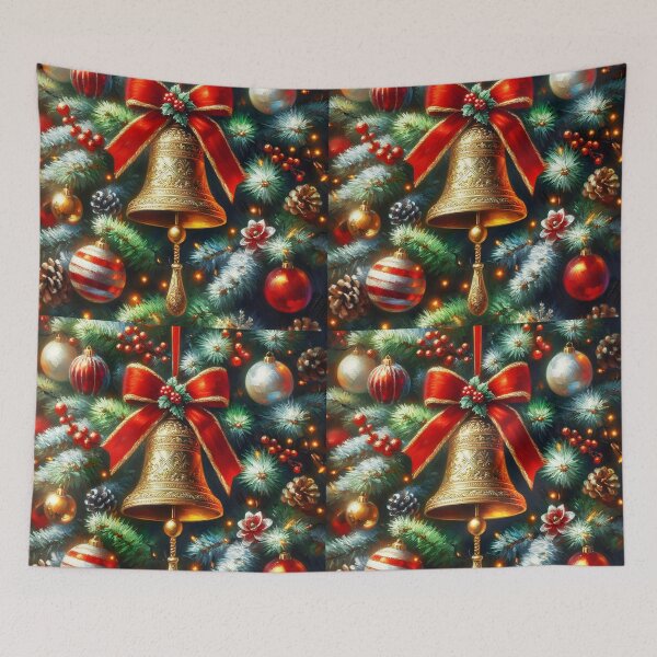 Item preview, The Christmas bell xmas tree ornament on decorated tree oil painting style designed and sold by EmeraldeaDesign.