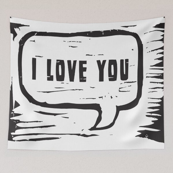 Item preview, Woodcut word bubble... I love you designed and sold by Underground Craft Club.