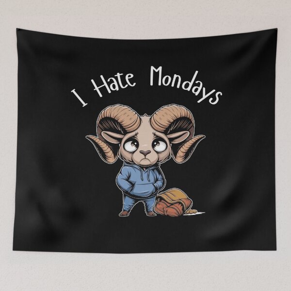 Item preview, I Hate Mondays - Sad Ram Mood designed and sold by HexaDaisy.