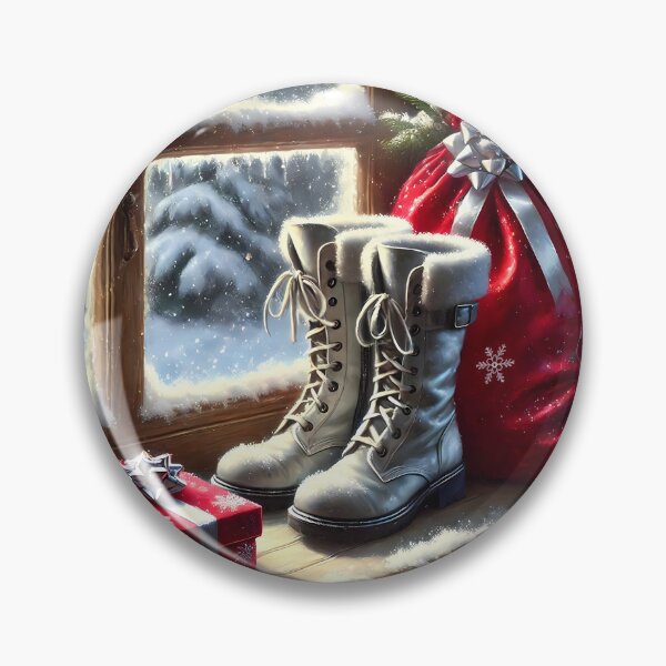 Item preview, europe santa bag and boots on sill white boots snowy sill, gift box designed and sold by EmeraldeaDesign.