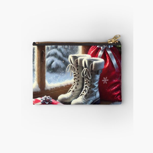 Item preview, europe santa bag and boots on sill white boots snowy sill, gift box designed and sold by EmeraldeaDesign.