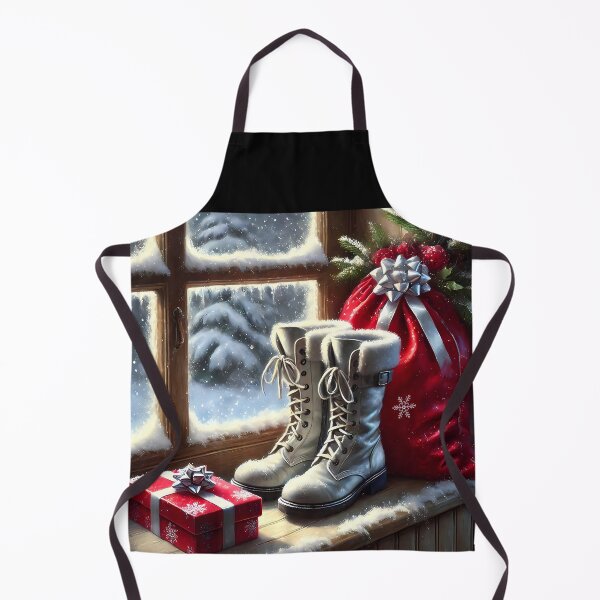 Item preview, europe santa bag and boots on sill white boots snowy sill, gift box designed and sold by EmeraldeaDesign.
