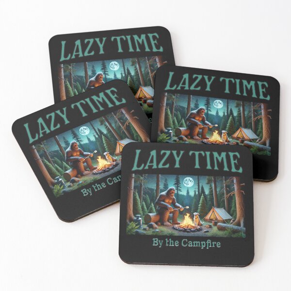 Item preview, Lazy Time by the Campfire - Bigfoot and Dog Roasting Marshmallows Design designed and sold by MarketMavenGift.