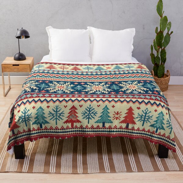 Item preview, Nordic Winter Charm: Snowflakes and Pines Knit Design designed and sold by Pickmash.
