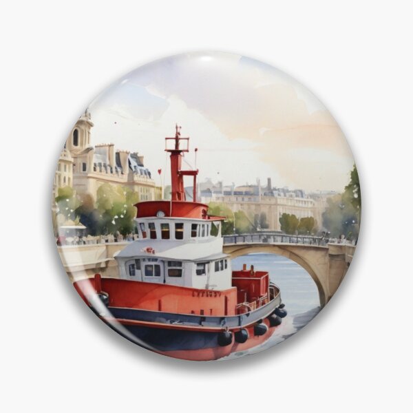 Item preview, Tugboat At Port Neuf Watercolor Style designed and sold by Sulthansstore1.