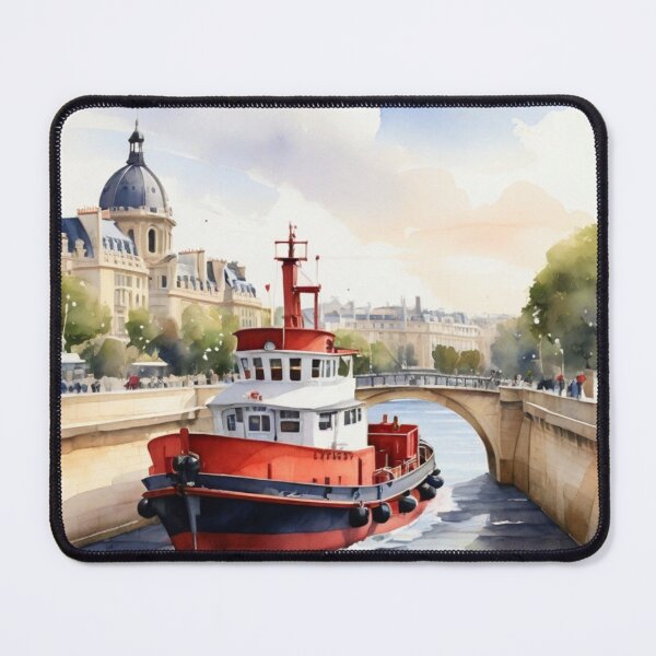 Item preview, Tugboat At Port Neuf Watercolor Style designed and sold by Sulthansstore1.