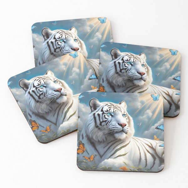 Item preview, Regal White Tiger in a Surreal Butterfly Realm designed and sold by MyriadVoices.