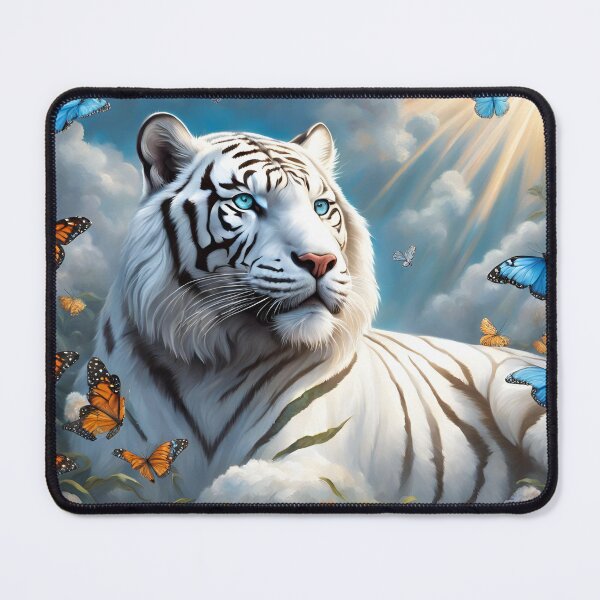 Item preview, Regal White Tiger in a Surreal Butterfly Realm designed and sold by MyriadVoices.