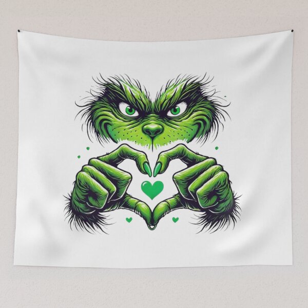 Item preview, Grinch face original Christmas design designed and sold by Stickerlion.