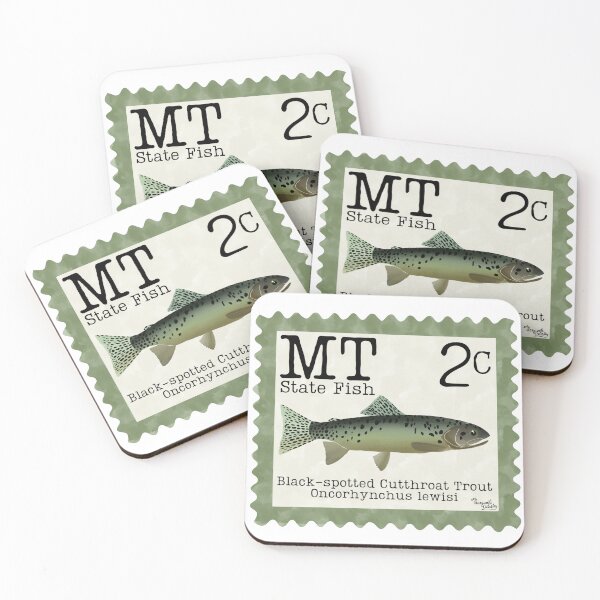 Item preview, Montana State Fish: Black-spotted Cutthroat Trout Postage Stamp designed and sold by Marguerite Artistry.