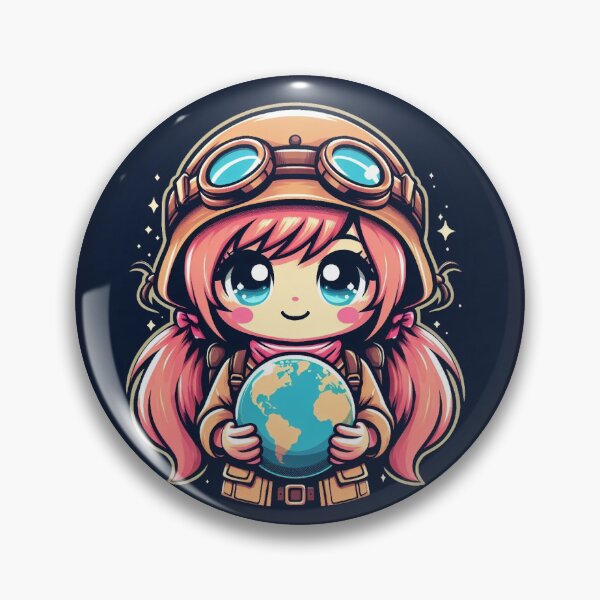Item preview, Kawaii Girl Geographer Pin - Exploring the World designed and sold by GeoArtAdventure.