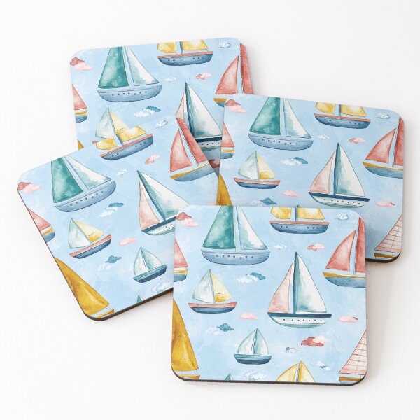 Item preview, Sailboats Pattern - Whimsical Watercolor Illustration designed and sold by HausKatz.