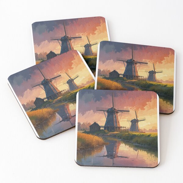 Item preview, Windmills Watercolor Art Style designed and sold by Sulthansstore1.