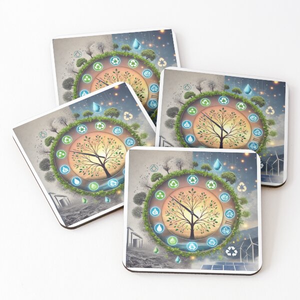 Item preview, Sustainable Future Clock with Nature Icons designed and sold by Traloch O'Laoi.