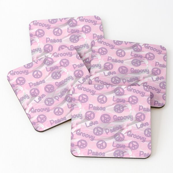 Item preview, Peace Sign Groovy Love Pink Purple Pastel Camo Repeat Pattern Design 1970s Era designed and sold by KatelynMitalski.
